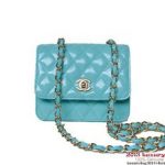 Chanel A67116 Classic mini Flap Bag Light Blue Patent Gold