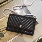 Chanel WOC Original sheepskin Leather Flap Shoulder Bag A33814 Black