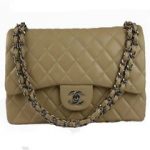 Chanel Classic Flap Bag 1113 Apricot Original Sheepskin Leather Silver