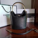 Chanel Bucket Bag Python & Gold-Tone Metal A57861 Black