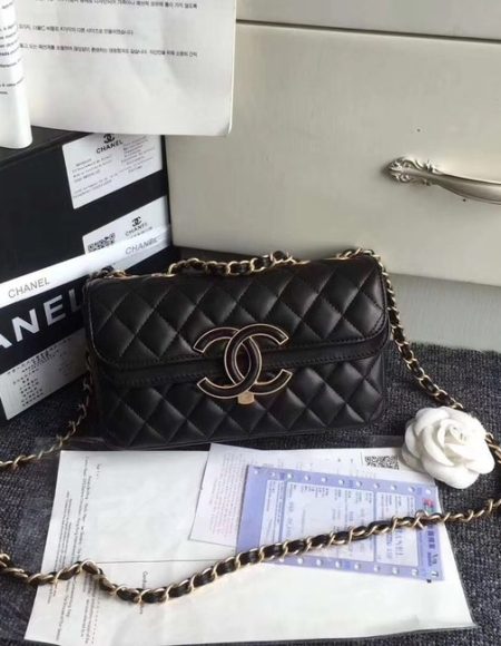 Chanel Flap Bag Lambskin Gold-Tone Metal A57275 Black