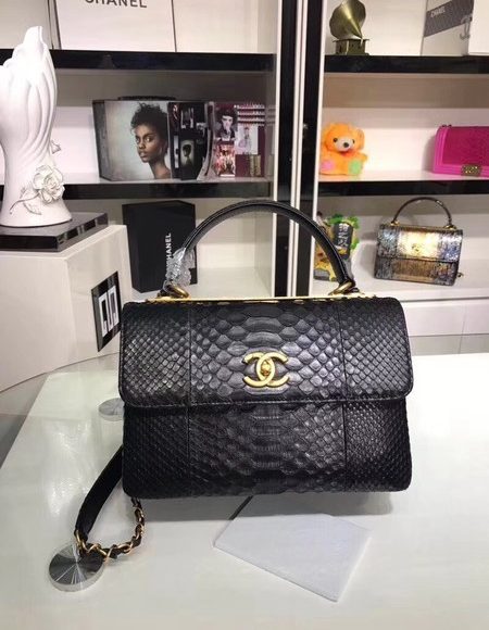 Chanel Original Snake skin Leather Tote Bag A92236 black