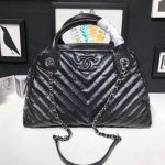 Chanel Bowling Bag Aged Calfskin & Silver-Tone Metal A57837 Black