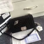 Chanel Le Boy Original Velvet Leather A67086 Black