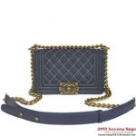 Boy Chanel A67083 Small Flap Shoulder Bag Blue Denim Gold