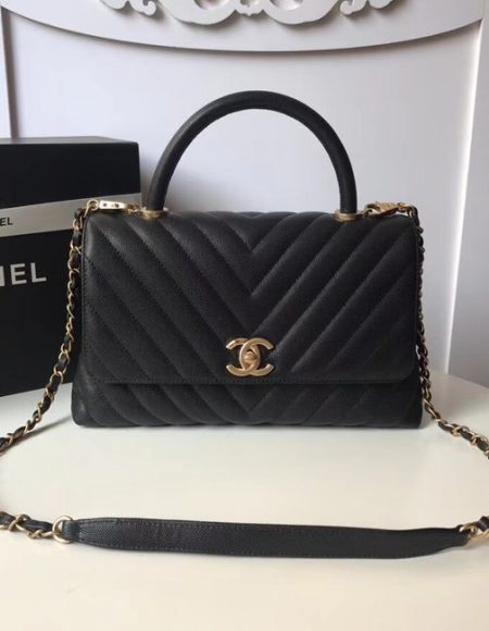 Chanel Flap Bag with Top Handle A92991 black