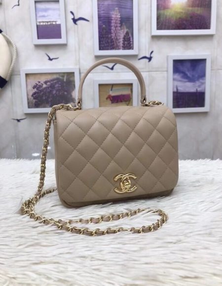 Chanel Original Lambskin Flap Bag with Top Handle A57069 apricot