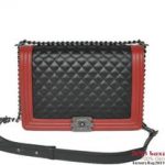 Boy Chanel Flap Shoulder Bag Sheepskin Leather A67087 Black&Red