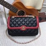 Chanel Calfskin Leather Flap Shoulder Bag 8007A Black