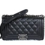 Boy Chanel Flap Shoulder Bag in Calfskin Leather A8013 Black