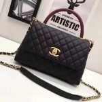 Chanel Classic Red Top Handle Bag Original Leather A92991 black Gold chain