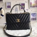 Chanel Original Sheepskin Leather Tote Bag A92236 black Gold Buckle