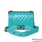 Boy Chanel Flap Shoulder Bag Patent Leather A67364 Light Blue