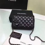 Chanel mini Flap Bag Sheepskin Leather A33814 Black