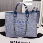 Chanel Canvas Tote Shopping Bag 8099 blue