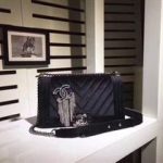 Boy Chanel Flap Shoulder Bag Chevron Velvet Leather A67068C Black