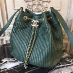 Chanel Original Calfskin Leather Bucket Bag 28173 Green
