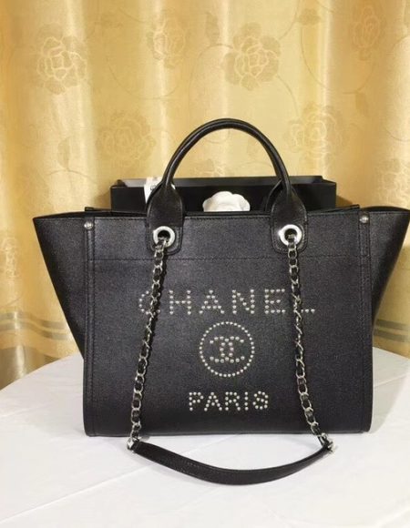 Chanel Original Caviar Leather Tote Shopping Bag 92565 black