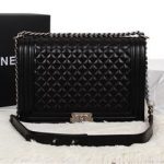 Chanel Boy Flap Shoulder Bag in Black Original Leather A67087 Silver