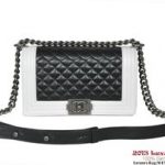 Boy Chanel Flap Shoulder Bag Lambskin Leather A30172 White&Black