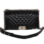Boy Chanel Flap Shoulder Bag in Original Sheepskin Leather A90191 Black