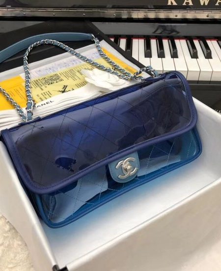 Chanel CC original PVC lambskin flap bag ACT18 blue