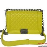Boy Chanel A67086 Flap Shoulder Bag Sheepskin Leather Lemon