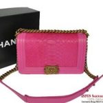 Boy Chanel Flap Shoulder Bag Python Leather A66095 Rose