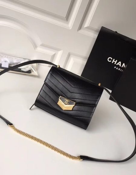 Chanel Flap Bag Calfskin & Gold-Tone Metal A57490 Black