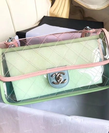 Chanel CC original PVC lambskin flap bag ACT19 Light blue
