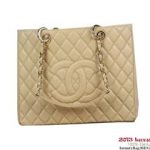 Chanel A50995 Apricot Original Cannage Leather Shoulder Bag Gold