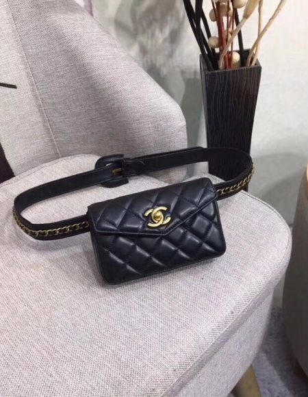Chanel Original waist pack Sheepskin 4771 black