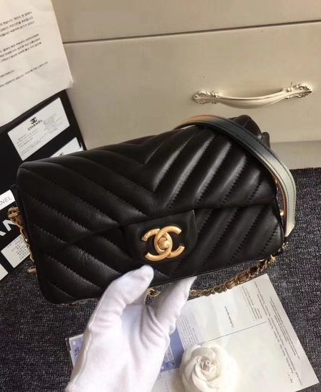 Chanel Flap Original Sheepskin Leather mini cross-body bag cf1116 black