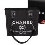 Chanel Small Canvas Tote Shopper Bag A67010 Black
