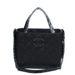 Chanel Cannage Pattern Leather Totes Bag A8002 Black