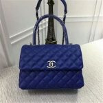 Chanel Caviar Leather Top Handle Bag 92991 Blue
