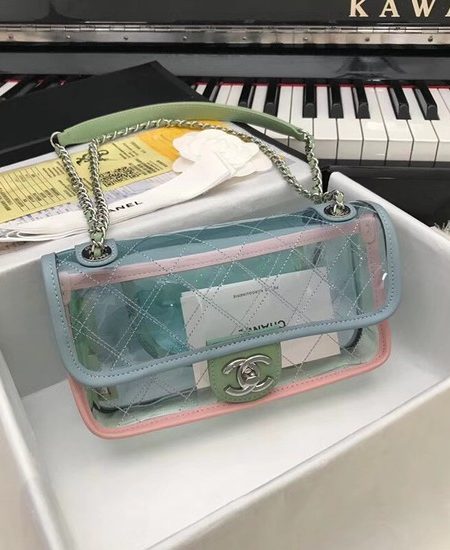 Chanel CC original PVC lambskin flap bag ACT18 Light blue