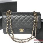 Chanel 2.55 Classic Flap Bag Black Original Caviar Leather Gold