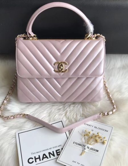 Chanel Small Flap Bag with Top Handle A92236 Pink