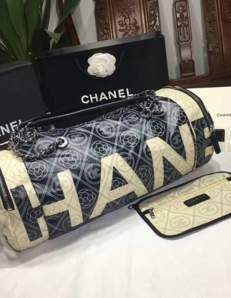 Chanel Bowling Bag A57428 Black & Beige