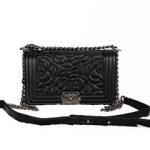 Boy Chanel Flap Shoulder Bag in Camellia Sheepskin Leather A66326 Black