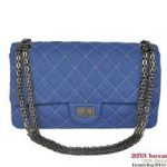 Chanel A30226 Blue Denim Classic Flap Bag Silver