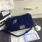 Chanel Le Boy Original Velvet Leather A67086 Blue