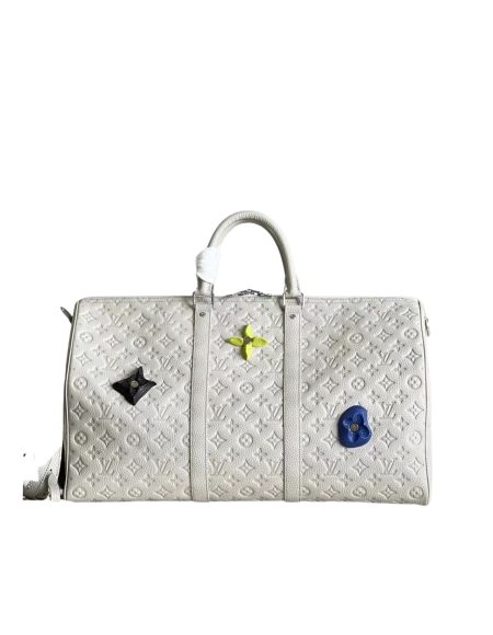 Louis Vuitton LV KEEPALL 50 Granite White M20901