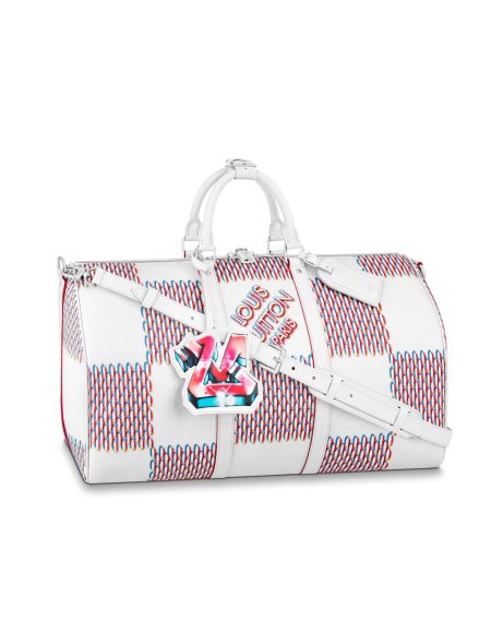 Louis Vuitton LV KEEPALL 50B White Damier Spray M20563
