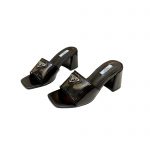 PRADA PLEXIGLAS AND PATENT LEATHER SANDALS BLACK 1XX666