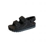 PRADA STAIN SANDALS WITH CRYSTALS BLACK 1X013N