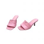 PRADA QUILTED NAPPA LEATHER HEELED SANDALS PINK 1XX583