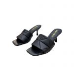 PRADA QUILTED NAPPA LEATHER HEELED SANDALS BLACK 1XX583