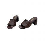 PRADA QUILTED NAPPA LEATHER HEELED SANDALS DARK BROWN 1XX583